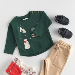 Reserved - Vánoční oversize tričko s dlouhými rukávy - Zelená obraz