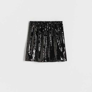Reserved - Flitrová mini sukně - Černý obraz