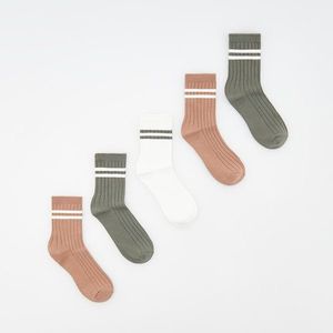 Reserved - Sada 5 párů ponožek s vysokým podílem bavlny - Khaki obraz