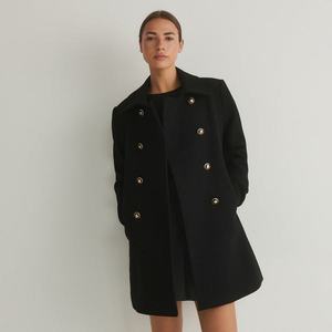 Reserved - Kabát s ozdobnými knoflíky - Černý obraz