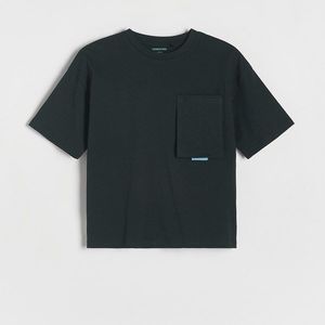 Reserved - Oversized tričko s plastickým potiskem - Černý obraz