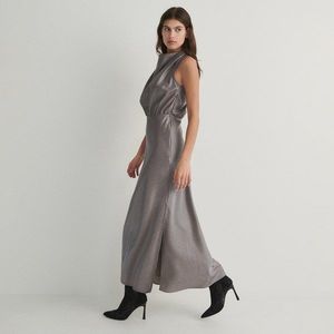 Reserved - Šaty s drapovaným výstřihem - Stříbrná obraz