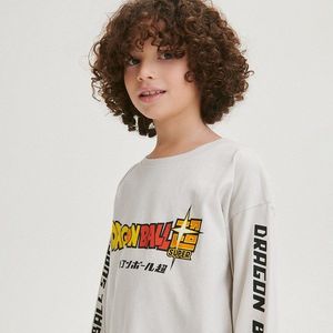 Reserved - Oversize tričko s dlouhými rukávy Dragon Ball - Světle šedá obraz