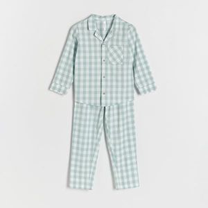Reserved - Dvoudílná kostkovaná pyžamová souprava - Tyrkysová obraz