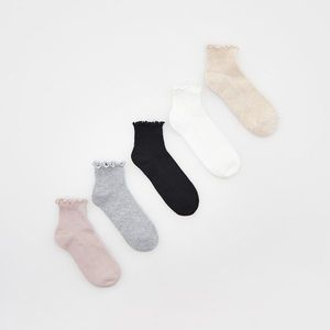 Reserved - Sada 5 párů ponožek s vysokým podílem bavlny a volánovým lemováním - Růžová obraz