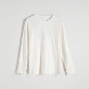 Reserved - Bavlněné tričko s dlouhými rukávy - Krémová obraz