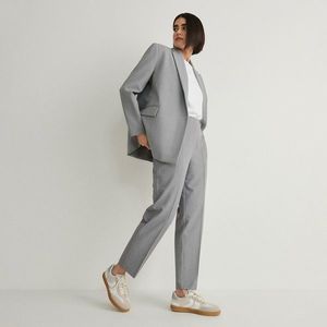 Reserved - Cigaretové kalhoty s knoflíky - Světle šedá obraz