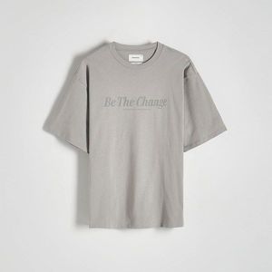 Reserved - Oversized tričko s plastickým potiskem - Světle šedá obraz