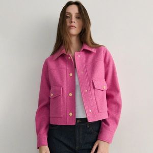 Reserved - Krátká plstěná bunda - Růžová obraz