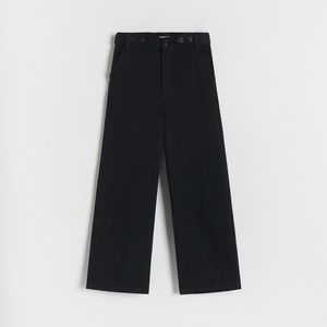 Reserved - Bavlněné kalhoty s knoflíky - Černý obraz