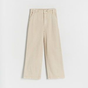 Reserved - Bavlněné kalhoty s knoflíky - Krémová obraz