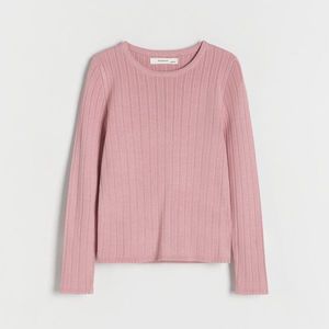 Reserved - Žebrovaný pletený svetr - Růžová obraz
