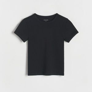Reserved - Bavlněný T-shirt s proužky - Černý obraz
