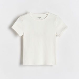 Reserved - Bavlněný T-shirt s proužky - Krémová obraz