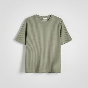 Reserved - Žebrované tričko komfort - Zelená obraz