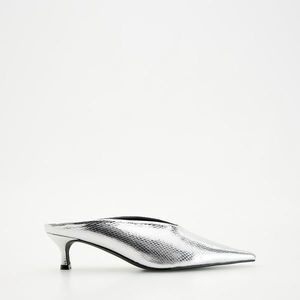 Reserved - Metalizované kožené boty mules - Stříbrná obraz