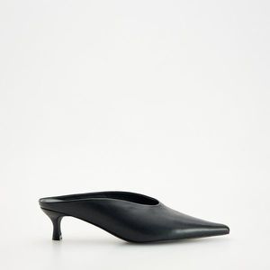 Reserved - Kožené boty mules s podpatkem - Černý obraz