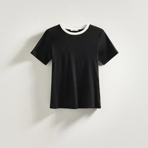 Reserved - Tričko s kontrastním lemováním - Černý obraz