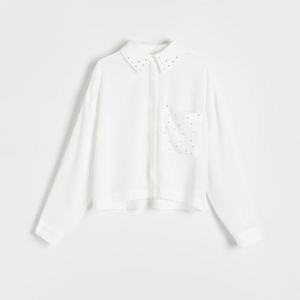 Reserved - Košile s ozdobnou aplikací - Bílá obraz