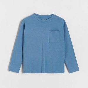 Reserved - Oversize tričko s dlouhým rukávem s kapsou - Modrá obraz