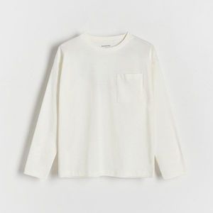 Reserved - Oversize tričko s dlouhým rukávem s kapsou - Krémová obraz