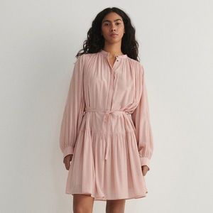Reserved - Mini šaty s páskem - Růžová obraz