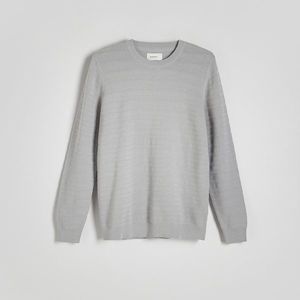 Reserved - Pruhovaný bavlněný svetr - Světle šedá obraz
