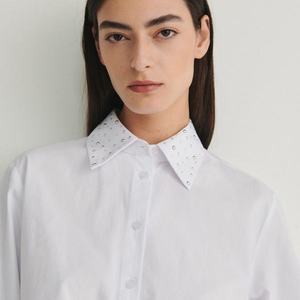 Reserved - Košile s ozdobným límečkem - Bílá obraz