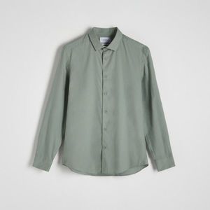 Reserved - Košile regular fit s vysokým podílem bavlny - Khaki obraz