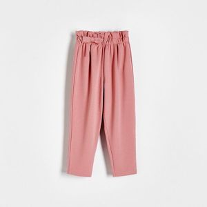 Reserved - Žerzejové kalhoty s mašlí - Růžová obraz