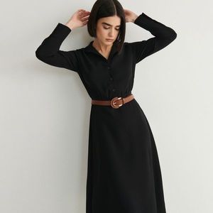 Reserved - Šaty s řetízkovým páskem - Černý obraz