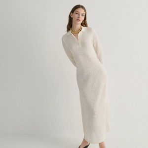 Reserved - Šaty ze strukturálního úpletu - Bílá obraz