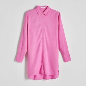 Reserved - Dlouhá košile s vysokým podílem viskózy - Růžová obraz