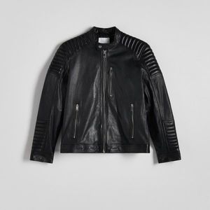 Reserved - Kožená motorkářská bunda - Černý obraz