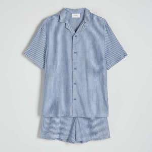 Reserved - Dvoudílná pyžamová souprava z viskózy - Modrá obraz