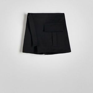 Reserved - Kraťasová sukně s páskem - Černý obraz
