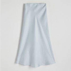 Reserved - Saténová sukně z viskózy - Modrá obraz