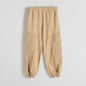 Reserved - Kalhoty joggers s cargo kapsami - Béžová obraz
