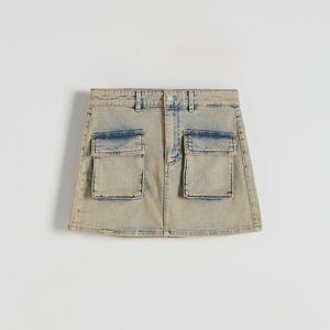 Reserved - Džínová sukně se sepraným efektem - Modrá obraz