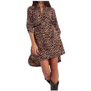 Leopardí asymetrické šaty s páskem obraz