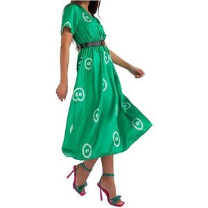 Zelené midi šaty se vzorem obraz