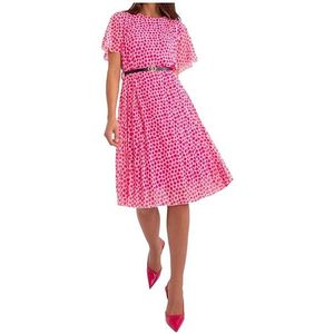 Růžové puntikaté midi šaty obraz