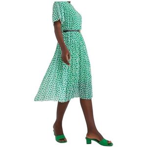 Zelené midi šaty s puntíkovým potiskem obraz
