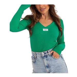 Zelené žebrované tričko s výstřihem obraz