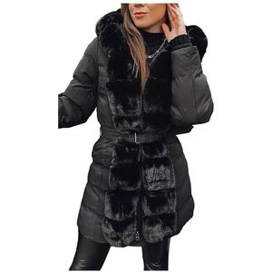 černá zimní bunda s kožíškem cluster obraz
