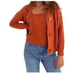 Tmavě oranžový pletený komplet topu a svetru obraz