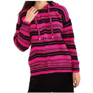 Růžovo-černý svetr s kapucí obraz
