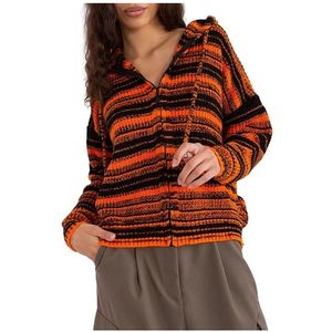Oranžovo-černý svetr s kapucí obraz