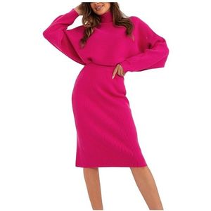 Tmavě růžová žebrovaná pletená midi sukně obraz