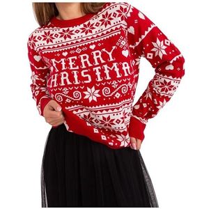 červený dámský svetr s vánočním vzorem obraz